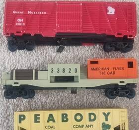 American Flyer 33818 S Gauge 3pc Great Northern Mixed Lot Freight Cars 33820