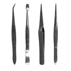 Excel Tools Exl30416 Stainless Steel Tweezers 4 Piece Set Pouch 30416