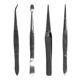 Exl30416 Excel Tools Stainless Steel Tweezers 4 Piece Set Pouch 30416