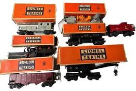 Lionel 6465-6454-6462-50 Postwar O-gauge 6 Train Cars Boxes Transformer Remote Brochures