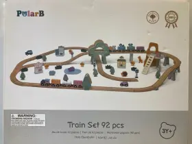 Polarb 971608440670 Wooden Train Set 92 Pieces New