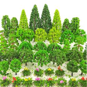 Tazimi 743307752530 60 Pieces Model Trees 1.36-6 Inch Mixed Tree Train Scenery Archi