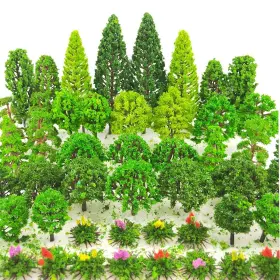 Tazimi 743307752530 60 Pieces Model Trees 1.36-6 Inch Mixed Tree Train Scenery Archi