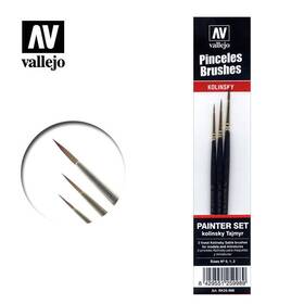 Vallejo Vlj25998 Kolinsky Fine Point Brush Set Pkg 3 25.998