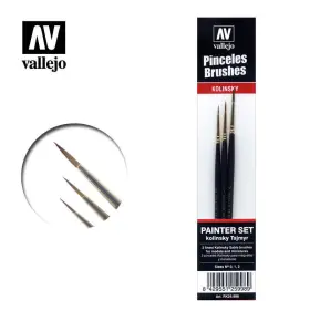 Vlj25998 Vallejo Kolinsky Fine Point Brush Set Pkg 3 25.998