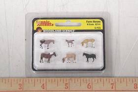 Woodland Scenics 724771021414 Scenic Accents A2141 Six N-scale Farm Horse Set. Giddy-up