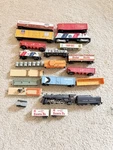 Old Vtg Plastic Toy Train Lot Engine 4073 Union Pacific Santa Fe Hunt Baby Ruth Used. Price: $110.00.