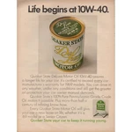 1969 Quaker State Deluxe Motor Oil Vintage Print Ad 10W-40 Life Begins Used. Price: $16.88.